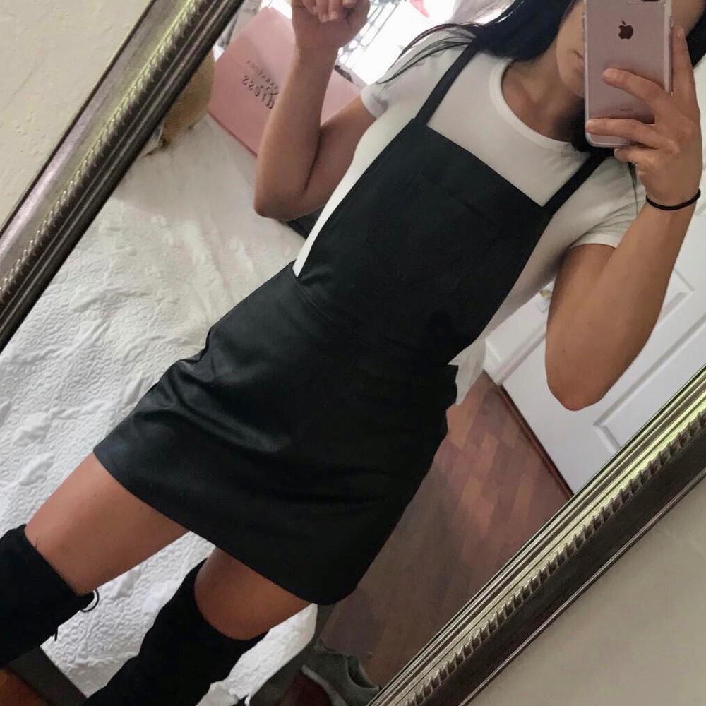 Black Leather Overall Skirt